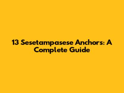 13 Sesetampasese Anchors: A Complete Guide