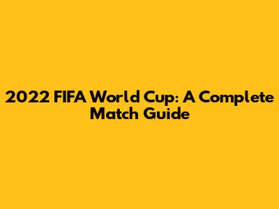 2022 FIFA World Cup: A Complete Match Guide