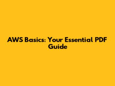 AWS Basics: Your Essential PDF Guide