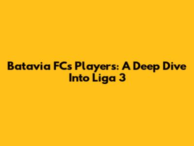 Batavia FC's Players: A Deep Dive Into Liga 3