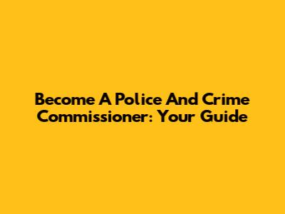 Become A Police And Crime Commissioner: Your Guide