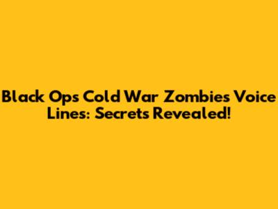Black Ops Cold War Zombies Voice Lines: Secrets Revealed!