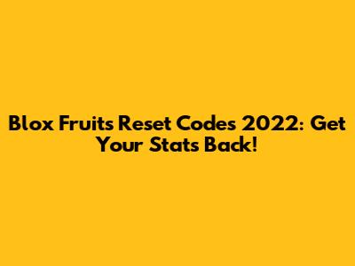 Blox Fruits Reset Codes 2022: Get Your Stats Back!
