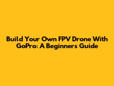 Build Your Own FPV Drone With GoPro: A Beginner's Guide