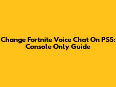 Change Fortnite Voice Chat On PS5: Console Only Guide