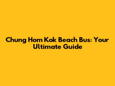 Chung Hom Kok Beach Bus: Your Ultimate Guide
