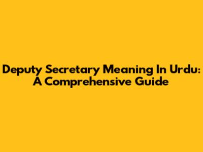 Deputy Secretary Meaning In Urdu: A Comprehensive Guide