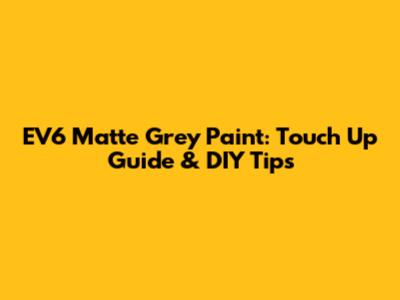 EV6 Matte Grey Paint: Touch Up Guide & DIY Tips