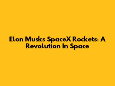 Elon Musk's SpaceX Rockets: A Revolution In Space