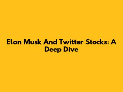 Elon Musk And Twitter Stocks: A Deep Dive