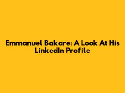 Emmanuel Bakare: A Look At His LinkedIn Profile