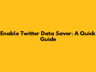 Enable Twitter Data Saver: A Quick Guide