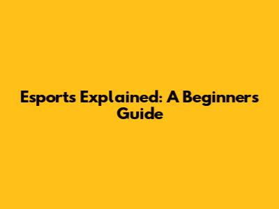 Esports Explained: A Beginner's Guide