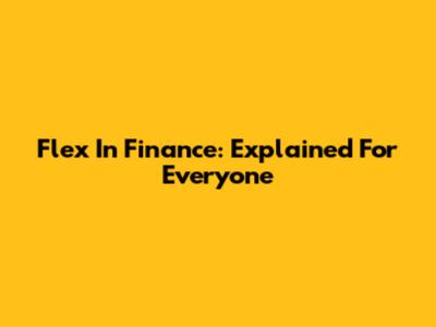 Flex In Finance: Explained For Everyone