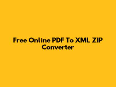 Free Online PDF To XML ZIP Converter