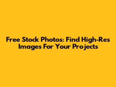 Free Stock Photos: Find High-Res Images For Your Projects