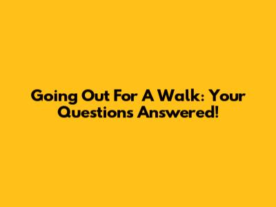 Going Out For A Walk: Your Questions Answered!