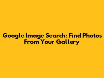 Google Image Search: Find Photos From Your Gallery