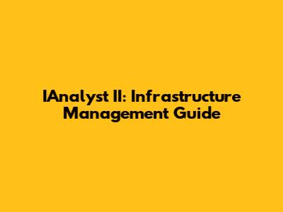 IAnalyst II: Infrastructure Management Guide