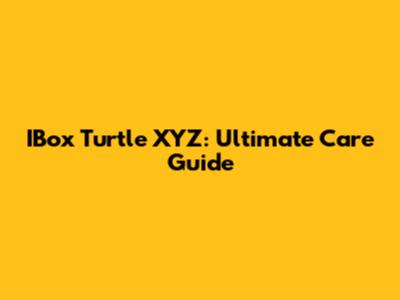 IBox Turtle XYZ: Ultimate Care Guide
