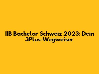 IIB Bachelor Schweiz 2023: Dein 3Plus-Wegweiser