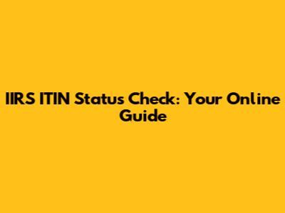 IIRS ITIN Status Check: Your Online Guide