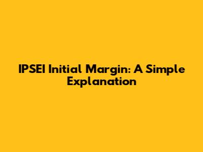 IPSEI Initial Margin: A Simple Explanation