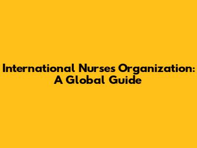 International Nurses Organization: A Global Guide