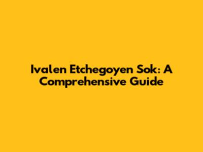 Ivalen Etchegoyen Sok: A Comprehensive Guide