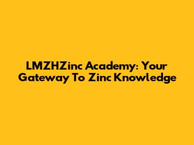 LMZHZinc Academy: Your Gateway To Zinc Knowledge