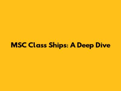 MSC Class Ships: A Deep Dive
