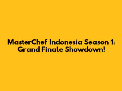 MasterChef Indonesia Season 1: Grand Finale Showdown!