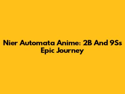 Nier Automata Anime: 2B And 9S's Epic Journey