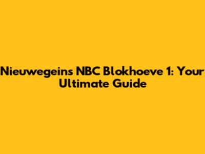 Nieuwegein's NBC Blokhoeve 1: Your Ultimate Guide