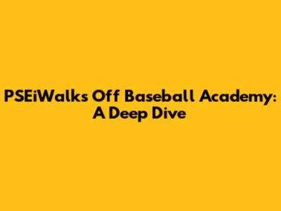 PSEiWalks Off Baseball Academy: A Deep Dive
