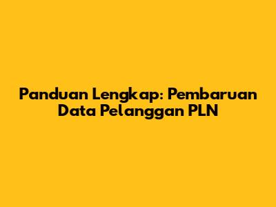 Panduan Lengkap: Pembaruan Data Pelanggan PLN
