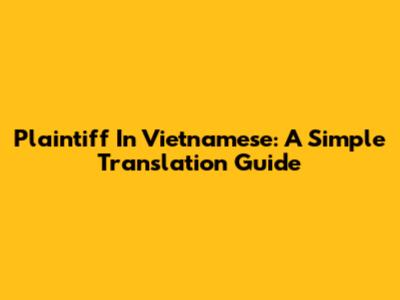 Plaintiff In Vietnamese: A Simple Translation Guide