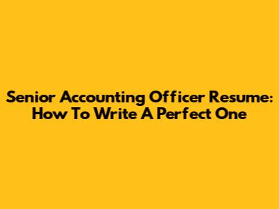 Senior Accounting Officer Resume: How To Write A Perfect One