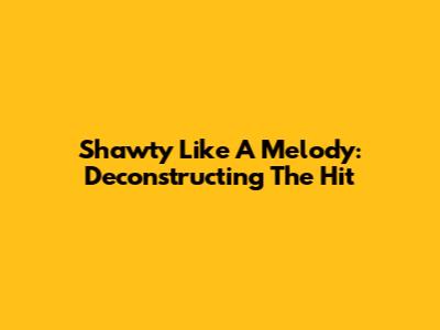Shawty Like A Melody: Deconstructing The Hit