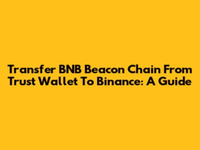Transfer BNB Beacon Chain From Trust Wallet To Binance: A Guide