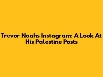 Trevor Noah's Instagram: A Look At His Palestine Posts