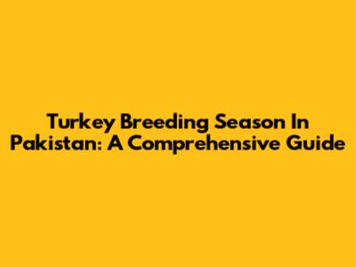 Turkey Breeding Season In Pakistan: A Comprehensive Guide