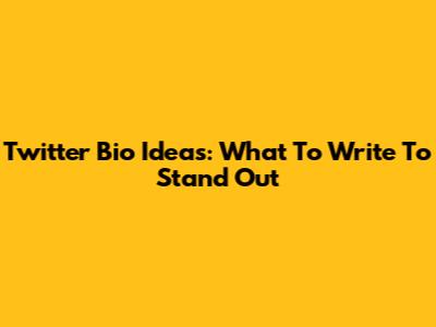 Twitter Bio Ideas: What To Write To Stand Out