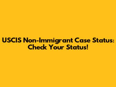 USCIS Non-Immigrant Case Status: Check Your Status!
