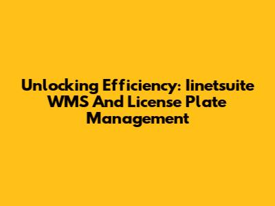 Unlocking Efficiency: Iinetsuite WMS And License Plate Management