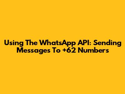 Using The WhatsApp API: Sending Messages To +62 Numbers