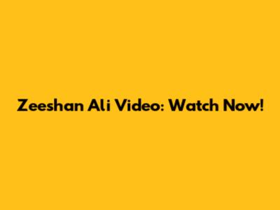 Zeeshan Ali Video: Watch Now!